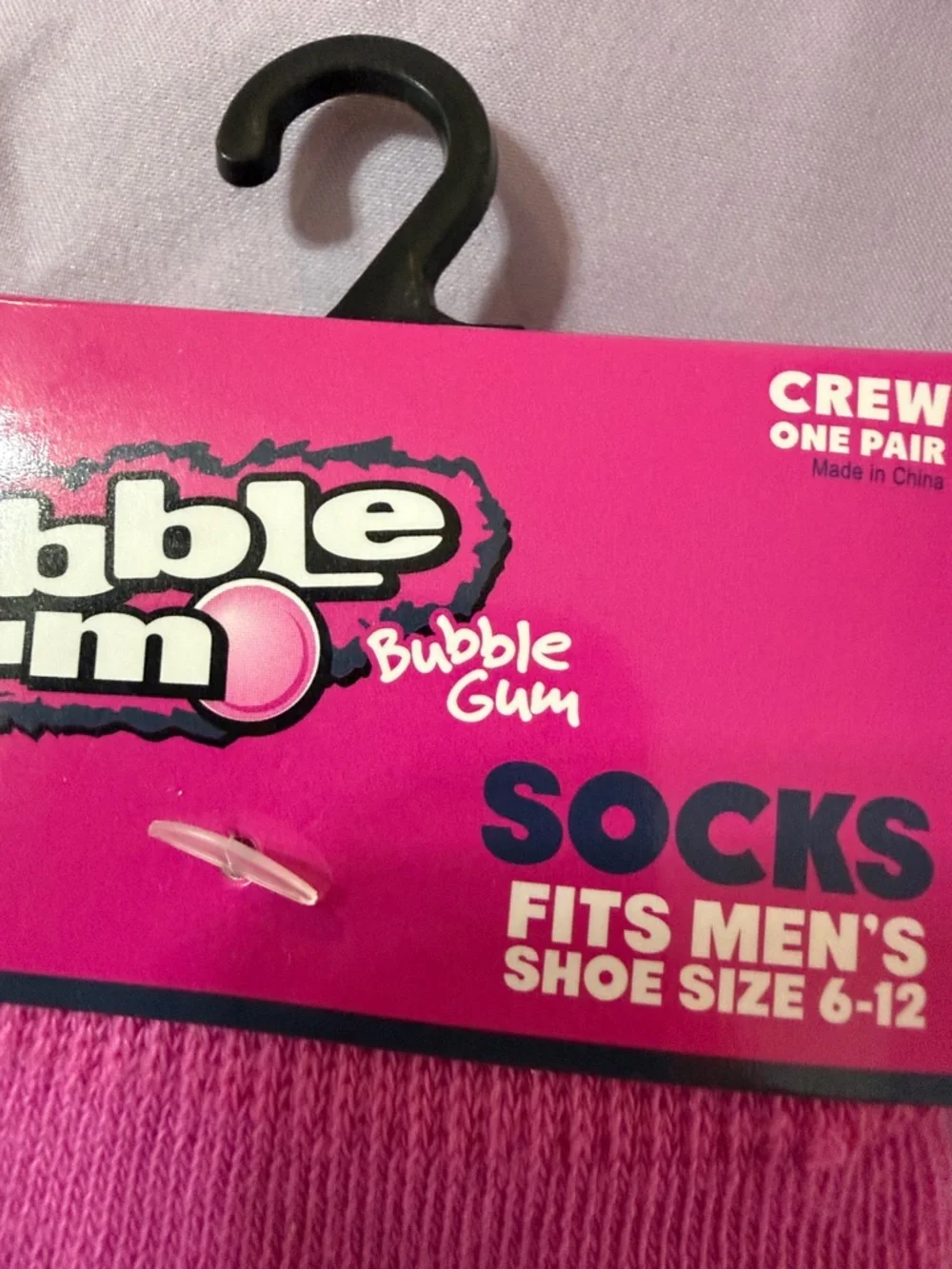 Pink Crew Socks - Bubble Yum Bubble Gum Logo shoe size 6-12